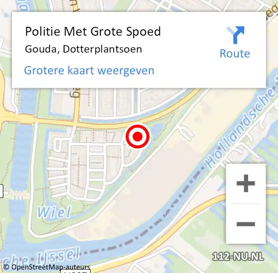 Locatie op kaart van de 112 melding: Politie Met Grote Spoed Naar Gouda, Dotterplantsoen op 7 maart 2024 07:03