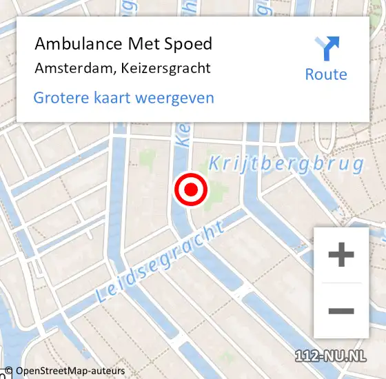 Locatie op kaart van de 112 melding: Ambulance Met Spoed Naar Amsterdam, Keizersgracht op 7 maart 2024 07:22