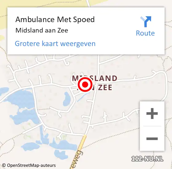 Locatie op kaart van de 112 melding: Ambulance Met Spoed Naar Midsland aan Zee op 28 september 2014 10:55