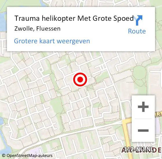 Locatie op kaart van de 112 melding: Trauma helikopter Met Grote Spoed Naar Zwolle, Fluessen op 7 maart 2024 08:01