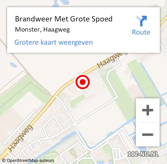 Locatie op kaart van de 112 melding: Brandweer Met Grote Spoed Naar Monster, Haagweg op 7 maart 2024 08:17