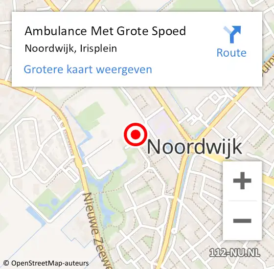 Locatie op kaart van de 112 melding: Ambulance Met Grote Spoed Naar Noordwijk, Irisplein op 7 maart 2024 08:50