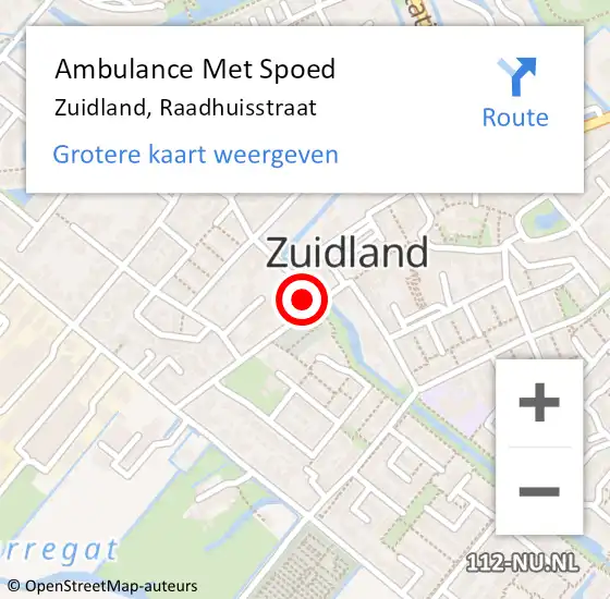 Locatie op kaart van de 112 melding: Ambulance Met Spoed Naar Zuidland, Raadhuisstraat op 7 maart 2024 08:55