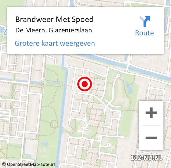 Locatie op kaart van de 112 melding: Brandweer Met Spoed Naar De Meern, Glazenierslaan op 7 maart 2024 09:02