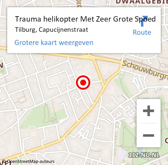 Locatie op kaart van de 112 melding: Trauma helikopter Met Zeer Grote Spoed Naar Tilburg, Capucijnenstraat op 7 maart 2024 09:04