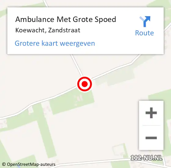 Locatie op kaart van de 112 melding: Ambulance Met Grote Spoed Naar Koewacht, Zandstraat op 28 september 2014 11:06