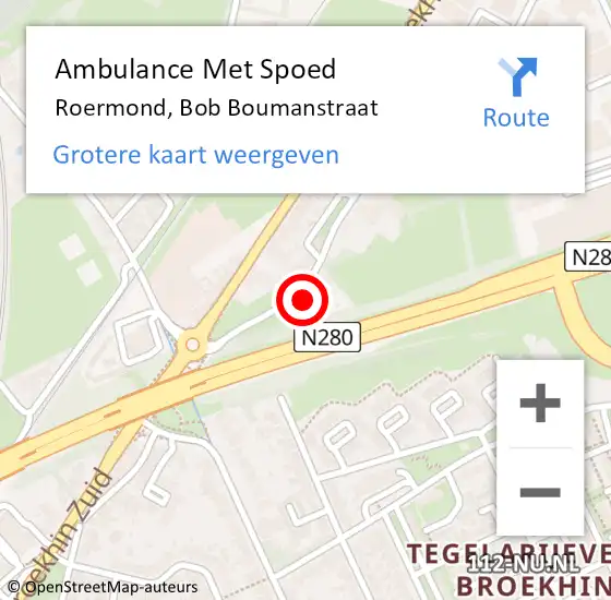 Locatie op kaart van de 112 melding: Ambulance Met Spoed Naar Roermond, Bob Boumanstraat op 7 maart 2024 09:15