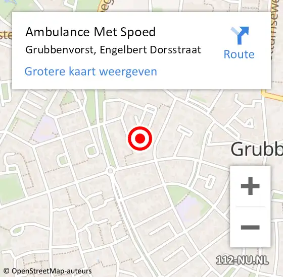 Locatie op kaart van de 112 melding: Ambulance Met Spoed Naar Grubbenvorst, Engelbert Dorsstraat op 28 september 2014 11:06