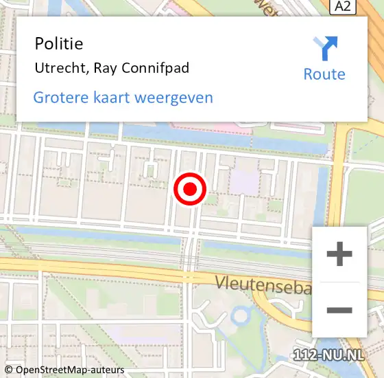 Locatie op kaart van de 112 melding: Politie Utrecht, Ray Connifpad op 7 maart 2024 09:16