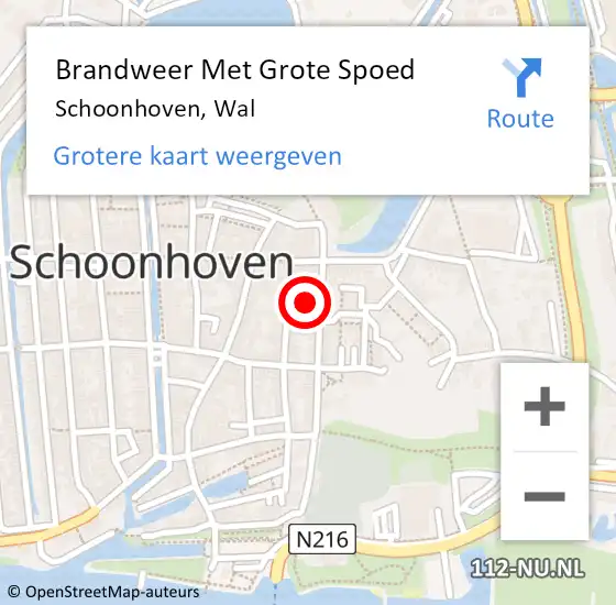 Locatie op kaart van de 112 melding: Brandweer Met Grote Spoed Naar Schoonhoven, Wal op 7 maart 2024 09:20