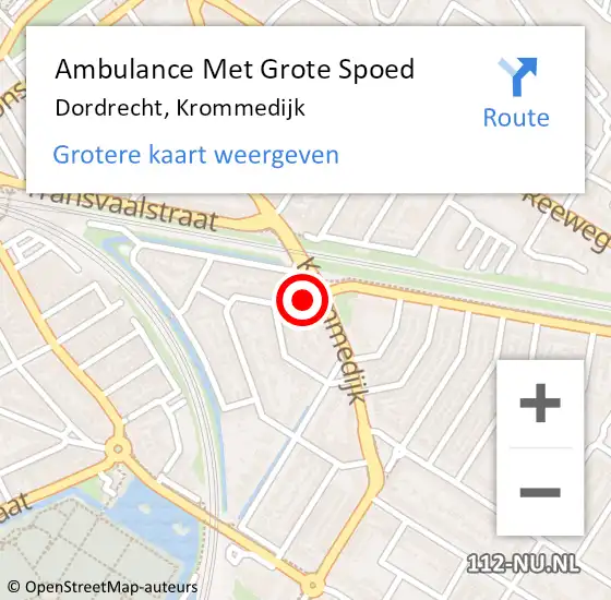 Locatie op kaart van de 112 melding: Ambulance Met Grote Spoed Naar Dordrecht, Krommedijk op 7 maart 2024 10:07