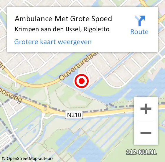 Locatie op kaart van de 112 melding: Ambulance Met Grote Spoed Naar Krimpen aan den IJssel, Rigoletto op 7 maart 2024 10:12