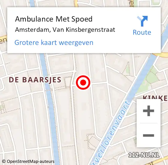 Locatie op kaart van de 112 melding: Ambulance Met Spoed Naar Amsterdam, Van Kinsbergenstraat op 7 maart 2024 10:14