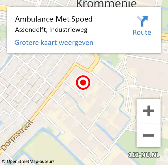 Locatie op kaart van de 112 melding: Ambulance Met Spoed Naar Assendelft, Industrieweg op 7 maart 2024 10:15