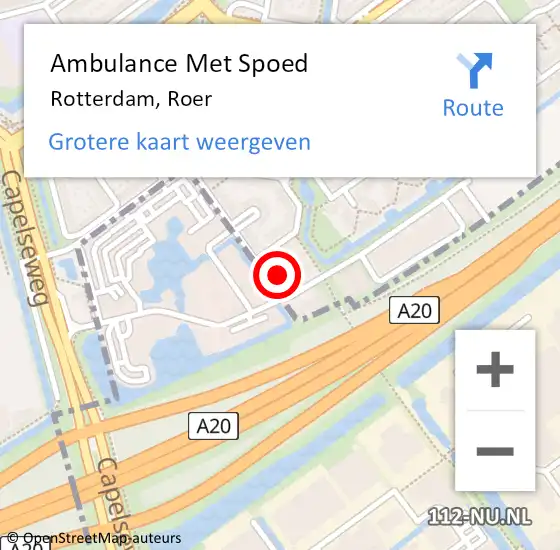 Locatie op kaart van de 112 melding: Ambulance Met Spoed Naar Rotterdam, Roer op 7 maart 2024 10:16