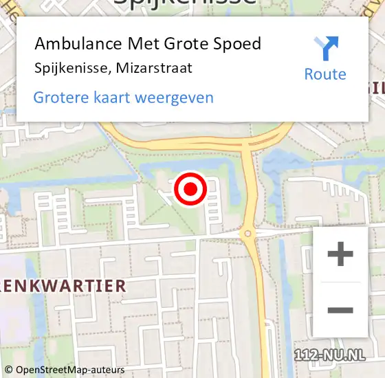 Locatie op kaart van de 112 melding: Ambulance Met Grote Spoed Naar Spijkenisse, Mizarstraat op 7 maart 2024 10:20