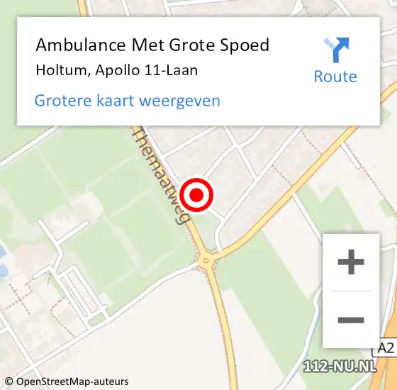 Locatie op kaart van de 112 melding: Ambulance Met Grote Spoed Naar Holtum, Apollo 11-Laan op 28 september 2014 11:14