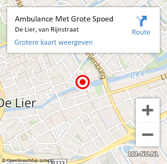 Locatie op kaart van de 112 melding: Ambulance Met Grote Spoed Naar De Lier, van Rijnstraat op 7 maart 2024 10:45