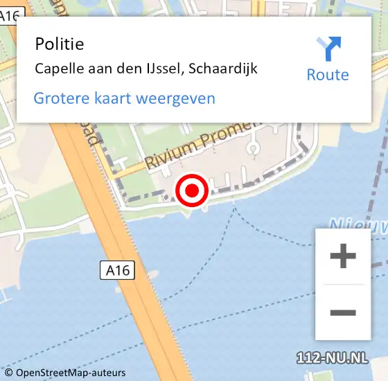 Locatie op kaart van de 112 melding: Politie Capelle aan den IJssel, Schaardijk op 7 maart 2024 10:52
