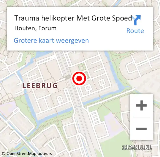 Locatie op kaart van de 112 melding: Trauma helikopter Met Grote Spoed Naar Houten, Forum op 7 maart 2024 11:11