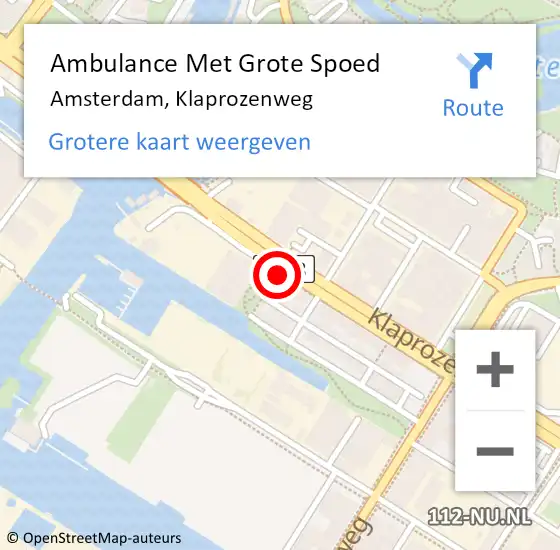 Locatie op kaart van de 112 melding: Ambulance Met Grote Spoed Naar Amsterdam, Klaprozenweg op 7 maart 2024 11:12
