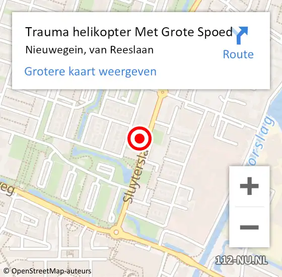 Locatie op kaart van de 112 melding: Trauma helikopter Met Grote Spoed Naar Nieuwegein, van Reeslaan op 7 maart 2024 11:37