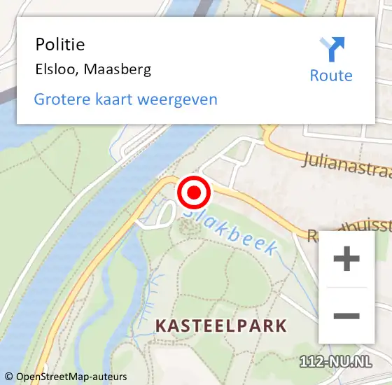 Locatie op kaart van de 112 melding: Politie Elsloo, Maasberg op 7 maart 2024 11:38