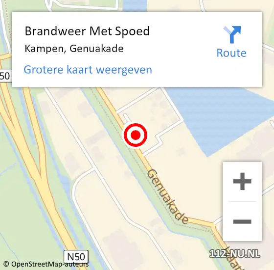 Locatie op kaart van de 112 melding: Brandweer Met Spoed Naar Kampen, Genuakade op 7 maart 2024 11:46