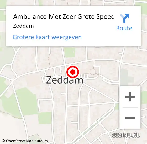 Locatie op kaart van de 112 melding: Ambulance Met Zeer Grote Spoed Naar Zeddam op 7 maart 2024 12:30