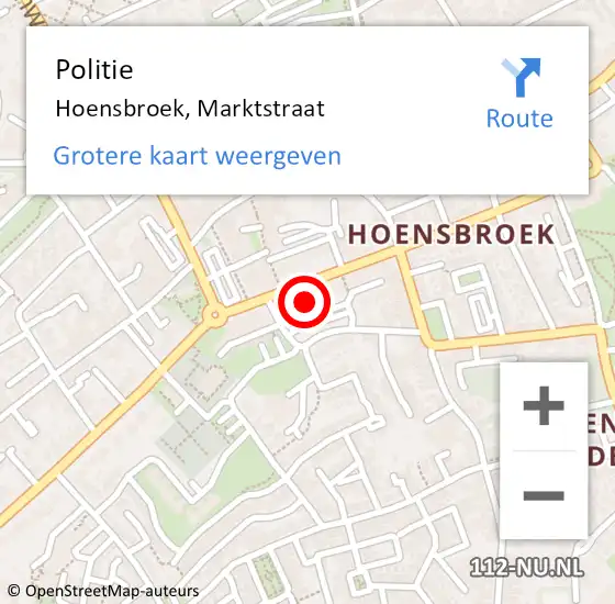 Locatie op kaart van de 112 melding: Politie Hoensbroek, Marktstraat op 7 maart 2024 12:46
