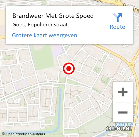 Locatie op kaart van de 112 melding: Brandweer Met Grote Spoed Naar Goes, Populierenstraat op 28 september 2014 11:35