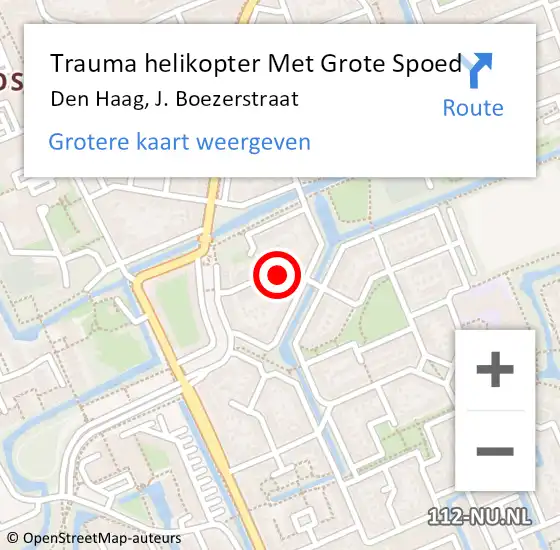 Locatie op kaart van de 112 melding: Trauma helikopter Met Grote Spoed Naar Den Haag, J. Boezerstraat op 7 maart 2024 12:50