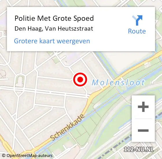 Locatie op kaart van de 112 melding: Politie Met Grote Spoed Naar Den Haag, Van Heutszstraat op 7 maart 2024 13:18