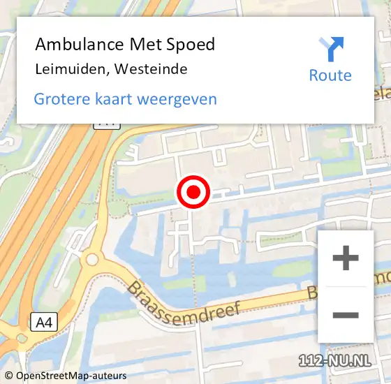 Locatie op kaart van de 112 melding: Ambulance Met Spoed Naar Leimuiden, Westeinde op 7 maart 2024 13:55