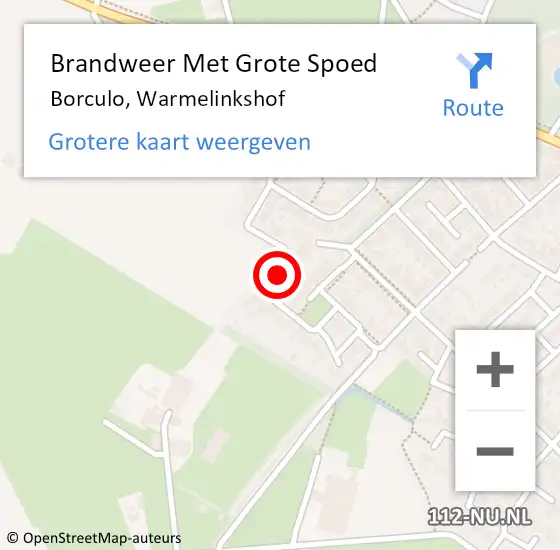 Locatie op kaart van de 112 melding: Brandweer Met Grote Spoed Naar Borculo, Warmelinkshof op 7 maart 2024 14:08