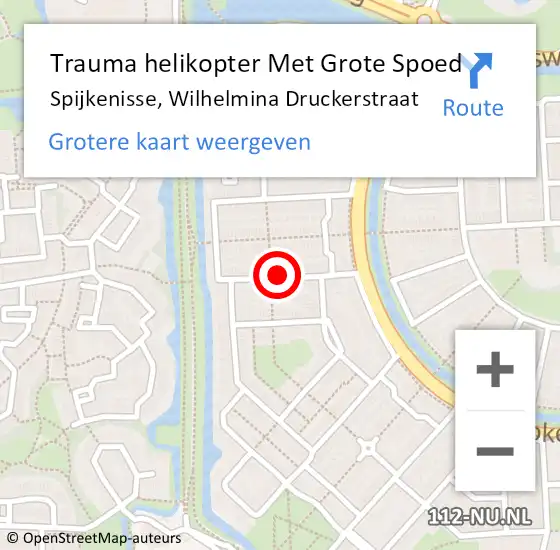 Locatie op kaart van de 112 melding: Trauma helikopter Met Grote Spoed Naar Spijkenisse, Wilhelmina Druckerstraat op 7 maart 2024 14:18