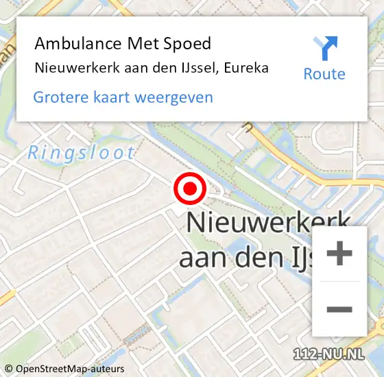 Locatie op kaart van de 112 melding: Ambulance Met Spoed Naar Nieuwerkerk aan den IJssel, Eureka op 7 maart 2024 14:19