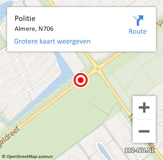 Locatie op kaart van de 112 melding: Politie Almere, N706 op 28 september 2014 11:49
