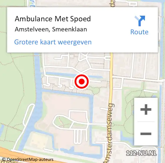 Locatie op kaart van de 112 melding: Ambulance Met Spoed Naar Amstelveen, Smeenklaan op 7 maart 2024 14:24