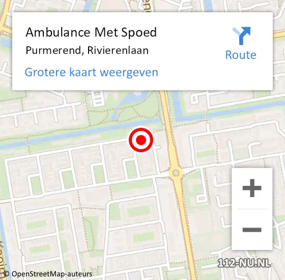 Locatie op kaart van de 112 melding: Ambulance Met Spoed Naar Purmerend, Rivierenlaan op 7 maart 2024 14:38