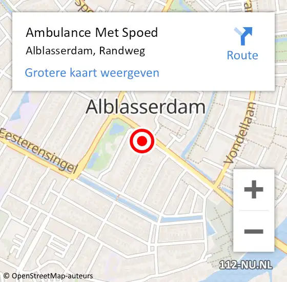 Locatie op kaart van de 112 melding: Ambulance Met Spoed Naar Alblasserdam, Randweg op 7 maart 2024 15:05