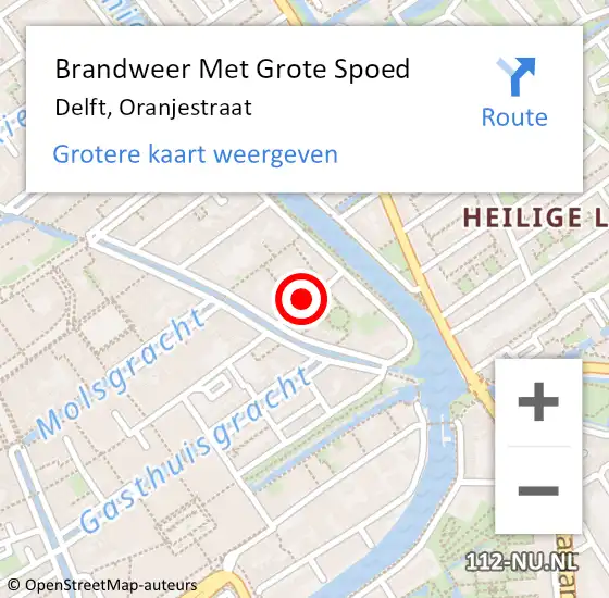 Locatie op kaart van de 112 melding: Brandweer Met Grote Spoed Naar Delft, Oranjestraat op 7 maart 2024 15:05