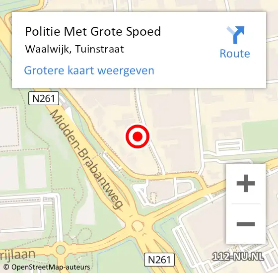 Locatie op kaart van de 112 melding: Politie Met Grote Spoed Naar Waalwijk, Tuinstraat op 7 maart 2024 15:21