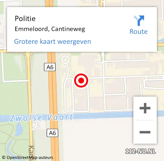 Locatie op kaart van de 112 melding: Politie Emmeloord, Cantineweg op 7 maart 2024 15:22