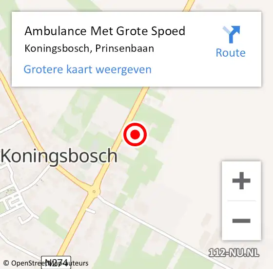 Locatie op kaart van de 112 melding: Ambulance Met Grote Spoed Naar Koningsbosch, Prinsenbaan op 28 september 2014 12:02