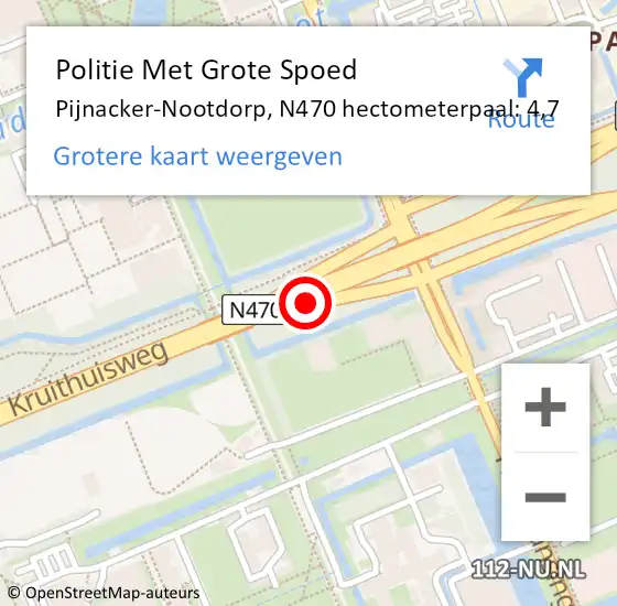 Locatie op kaart van de 112 melding: Politie Met Grote Spoed Naar Pijnacker-Nootdorp, N470 hectometerpaal: 4,7 op 7 maart 2024 15:55