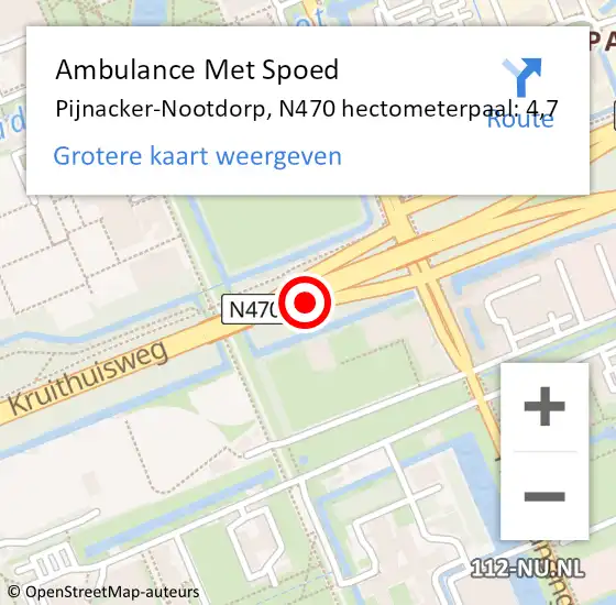 Locatie op kaart van de 112 melding: Ambulance Met Spoed Naar Pijnacker-Nootdorp, N470 hectometerpaal: 4,7 op 7 maart 2024 16:04