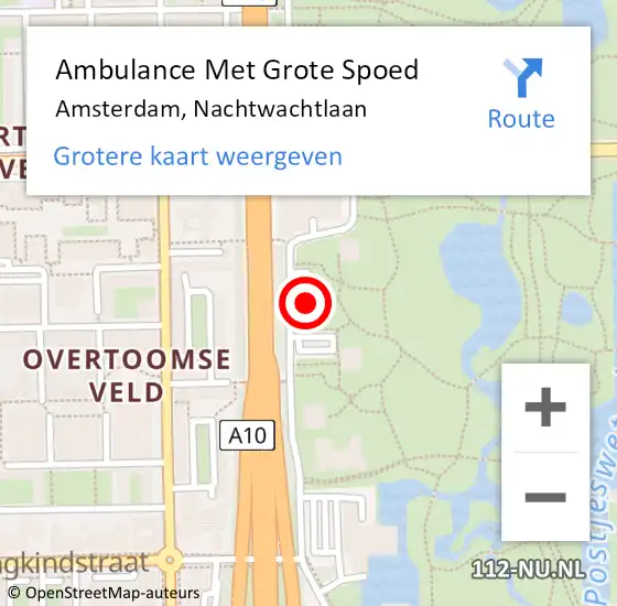 Locatie op kaart van de 112 melding: Ambulance Met Grote Spoed Naar Amsterdam, Nachtwachtlaan op 7 maart 2024 16:12