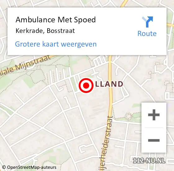 Locatie op kaart van de 112 melding: Ambulance Met Spoed Naar Kerkrade, Bosstraat op 15 oktober 2013 22:32