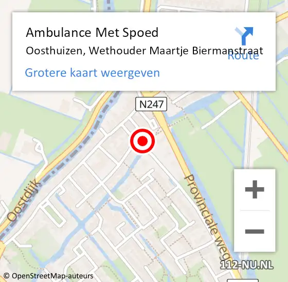 Locatie op kaart van de 112 melding: Ambulance Met Spoed Naar Oosthuizen, Wethouder Maartje Biermanstraat op 7 maart 2024 16:38